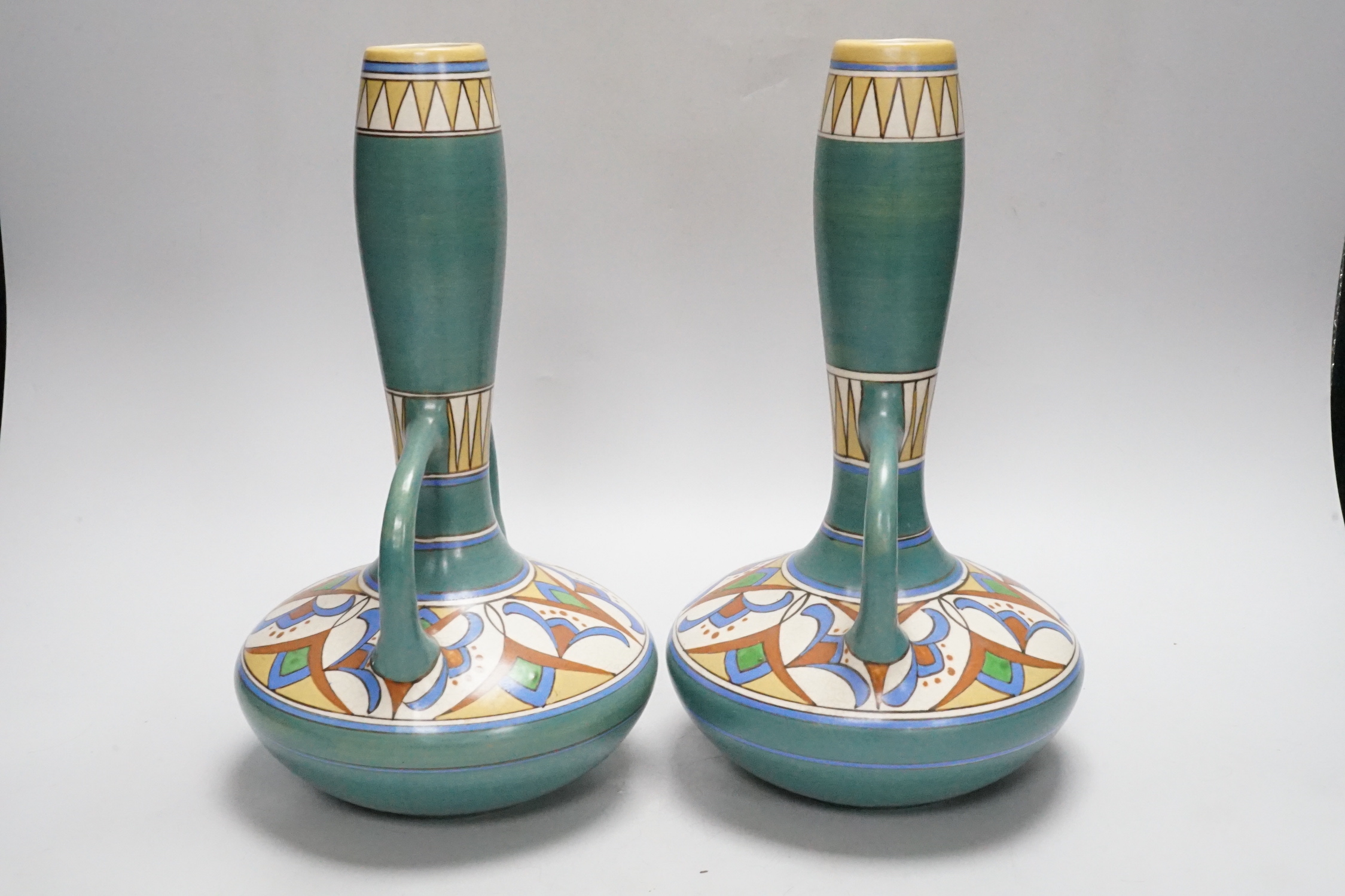 A pair of Arnhem Elrakka Art Nouveau vases, 29cm